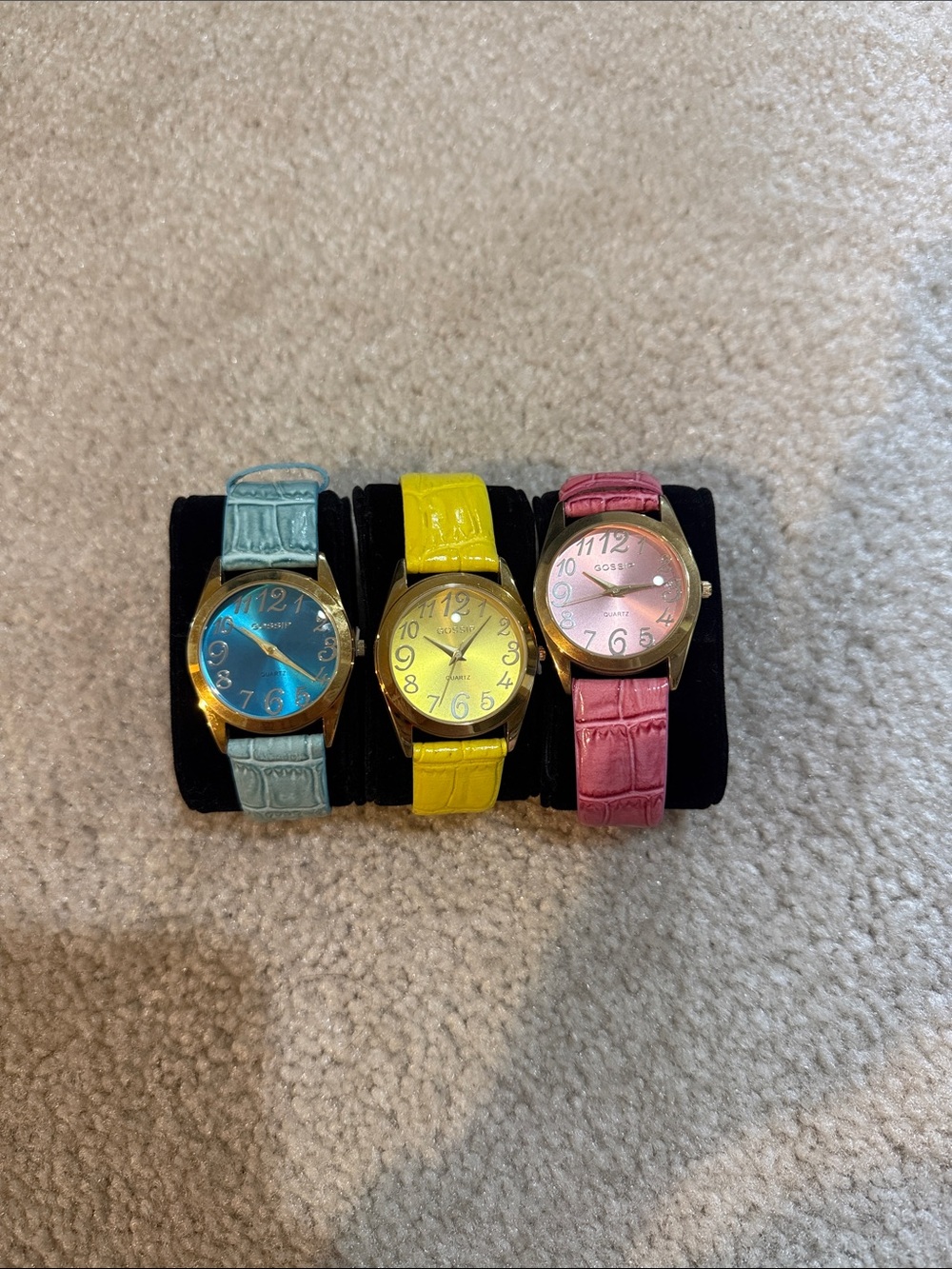 Vintage Gossip Quartz Watch Trio - Croc Style Straps